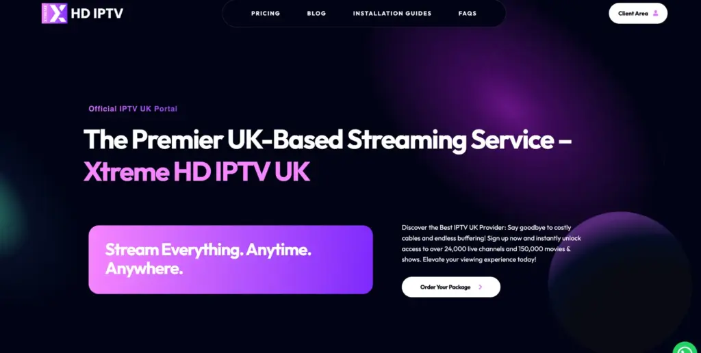 Xtreme HD IPTV UK homepage – Premier UK IPTV streaming service with 24,000+ live channels and 150,000 movies & shows for 2025 viewers